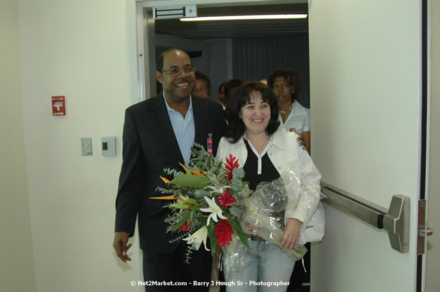 Minister of Tourism, Hon. Edmund Bartlett - Director of Tourism, Basil Smith, and Mayor of Montego Bay, Councillor Charles Sinclair Launch of Winter Tourism Season at Sangster International Airport, Saturday, December 15, 2007 - Sangster International Airport - MBJ Airports Limited, Montego Bay, Jamaica W.I. - Photographs by Net2Market.com - Barry J. Hough Sr, Photographer - Negril Travel Guide, Negril Jamaica WI - http://www.negriltravelguide.com - info@negriltravelguide.com...!