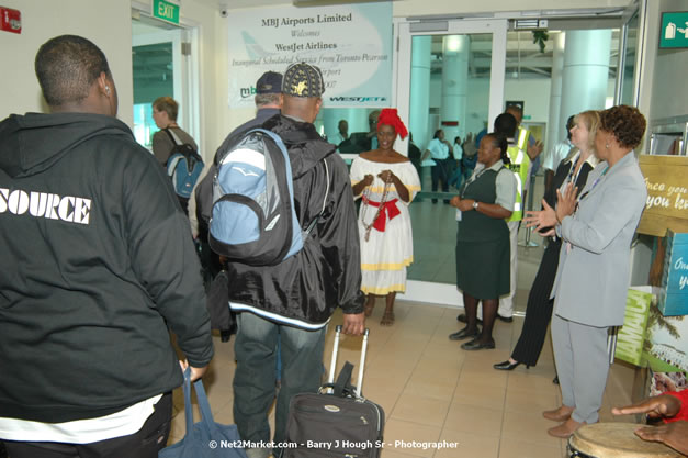 MBJ Airports Limited Welcomes WestJet Airlines - Inaugural Scheduled Service From Toronto Pearsons International Airport - Monday, December 10, 2007 - Sangster International Airport - MBJ Airports Limited, Montego Bay, Jamaica W.I. - Photographs by Net2Market.com - Barry J. Hough Sr, Photographer - Negril Travel Guide, Negril Jamaica WI - http://www.negriltravelguide.com - info@negriltravelguide.com...!